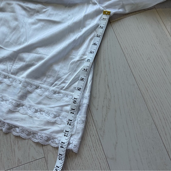 Vintage White Lace Trim 100% Nylon High Rise Wide Leg Bloomers Pettipants Shorts - Picture 11 of 16